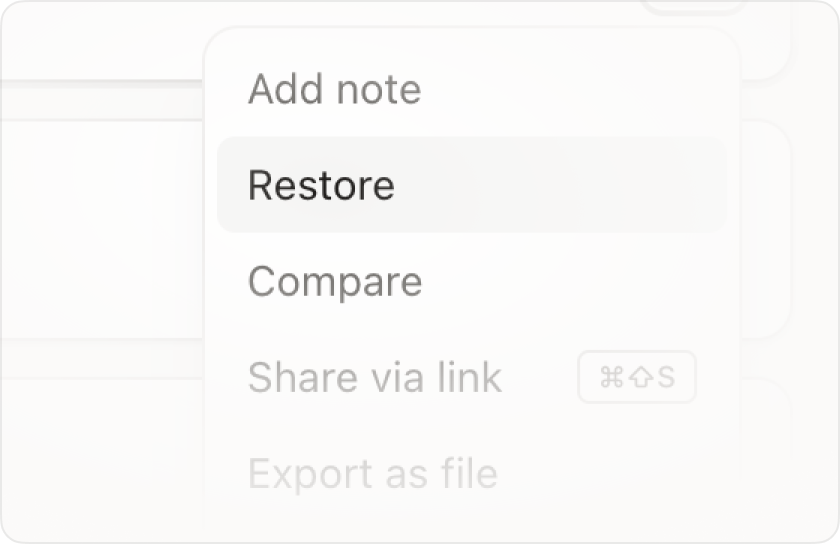 Snapshot context menu with the Restore option highlighted